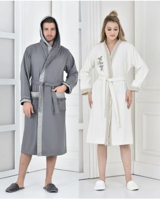 Ecocotton Miya Familie Badjas Set 10-Delig Crème-Anthraciet M/L