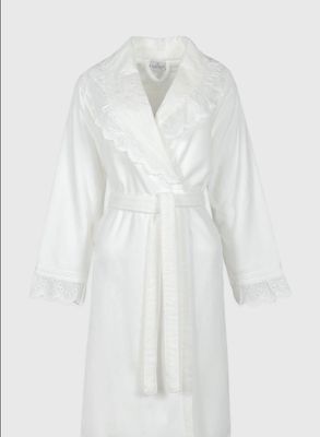 Ecocotton Elsa Dames Badjas 100% Biologisch Katoen Geborduurd Crème