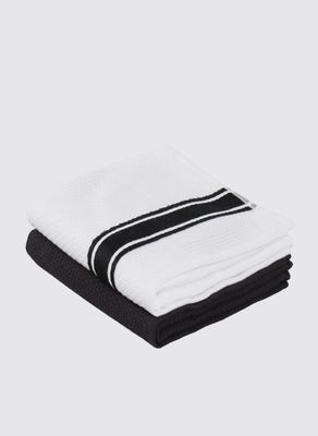 Ecocotton Elvin 2-Piece Drying Towel 100% Organic Cotton Special Woven Black-Cream 40X60 Cm