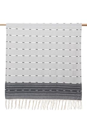 Ecocotton Milena Peshtemal 100% Cotton Jacquard Kilim Fringed Black 90x180 Cm