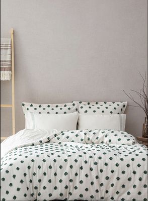 Ecocotton Imre tweepersoons Dekbedovertrek Set 100% biologisch katoen Mousseline Groen 200x220 Cm