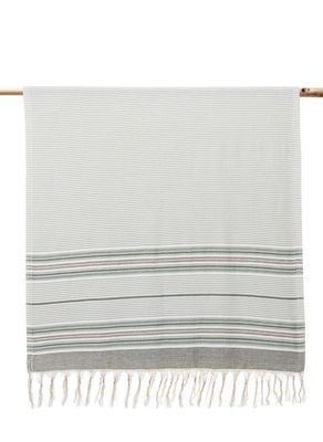 Ecocotton Arya Peshtemal 100% Cotton Jacquard Kilim Fringed Green 90x180 Cm