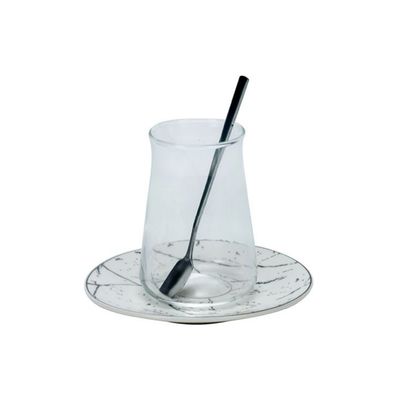 Bricard Marmer Theeset | Wit - Zilver 18-Delig