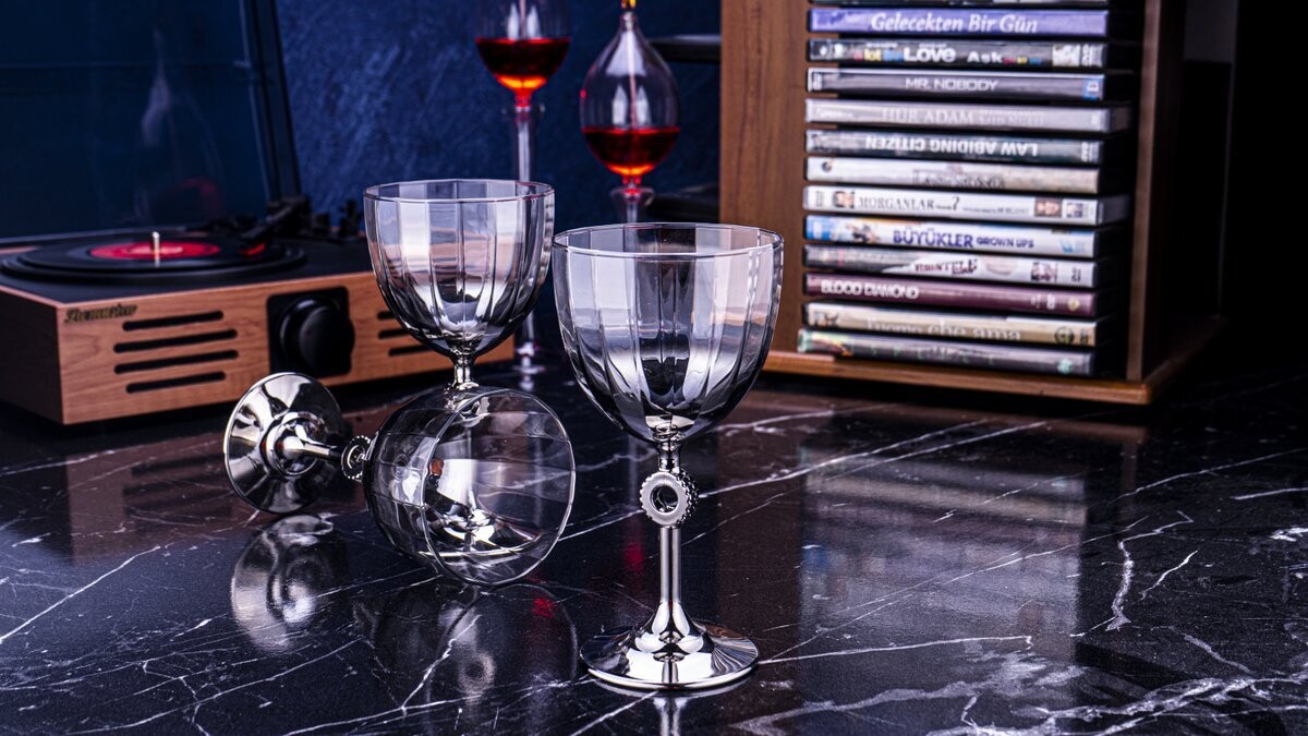 Bambum Vibe 6 stuks Glazen beker Set Zilver 280 ml