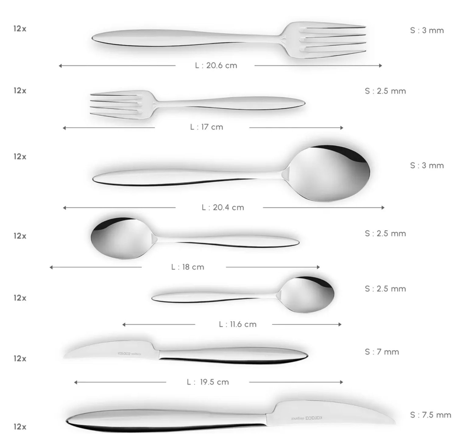 Karaca Novara Elegance 12-persoons bestekset, 84-delig Karaca Novara Elegance 12-persoons bestekset, 84-delig