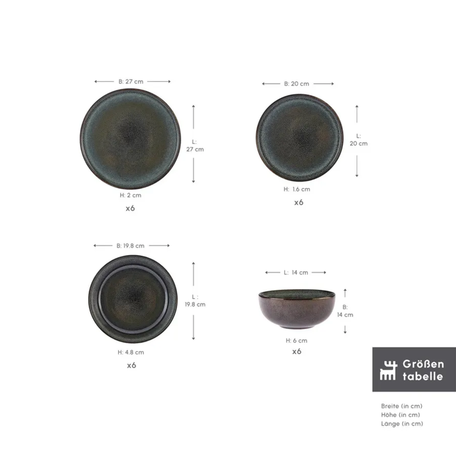 Karaca Fein Reactive Serviesset, 6 Persoons, 24 Delig