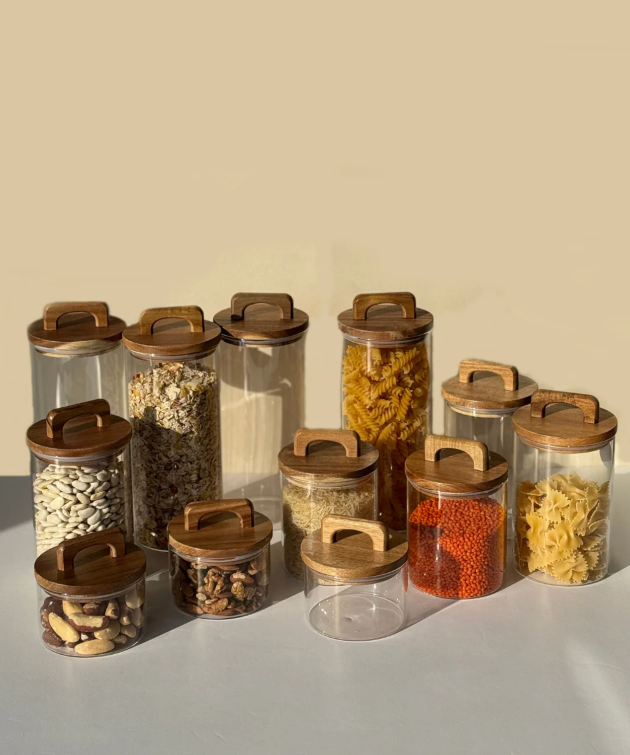 Voorraadpotten Henkel acacia deksel set van 2/ 1000 ml