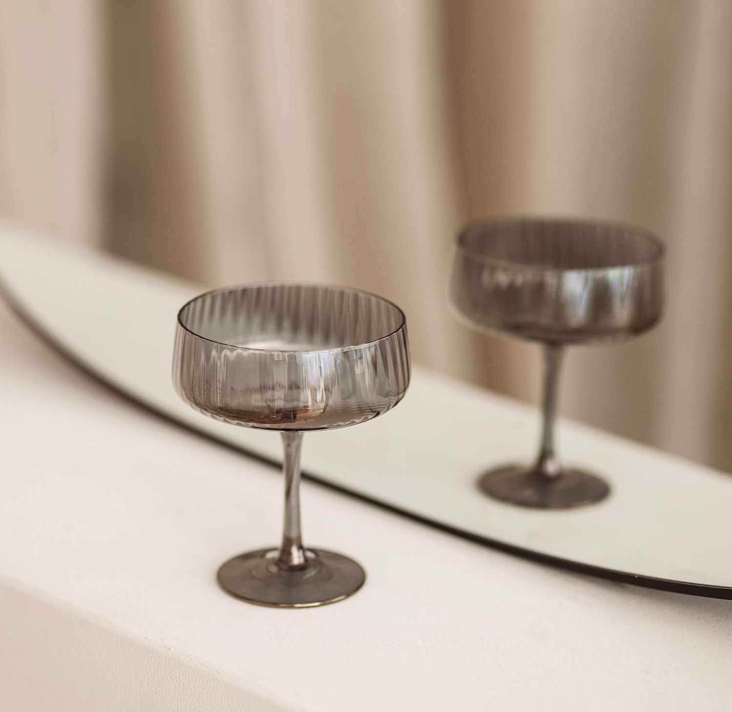 S|P Collection Champagneglas 23cl coupe smoked Ray - set/4