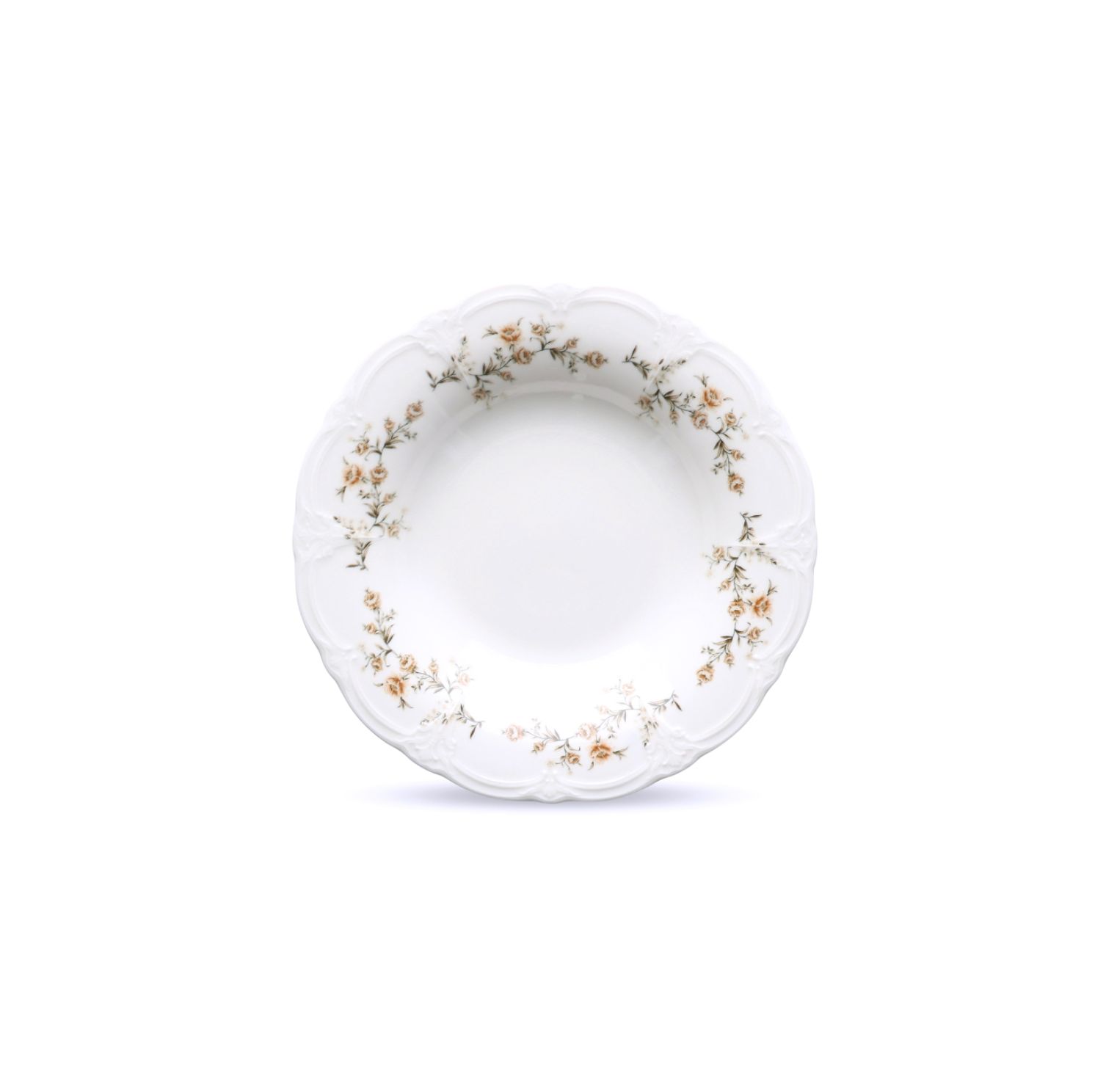 Diep bord 23,5/14XH4CM Bruin Bloem Retro