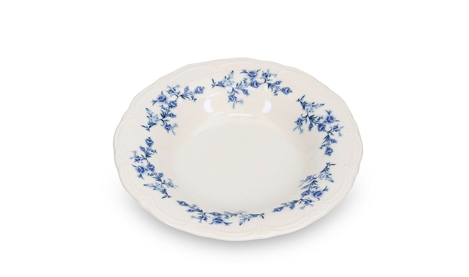 Diep bord 23,5/14XH4CM Blauwe Bloem retro