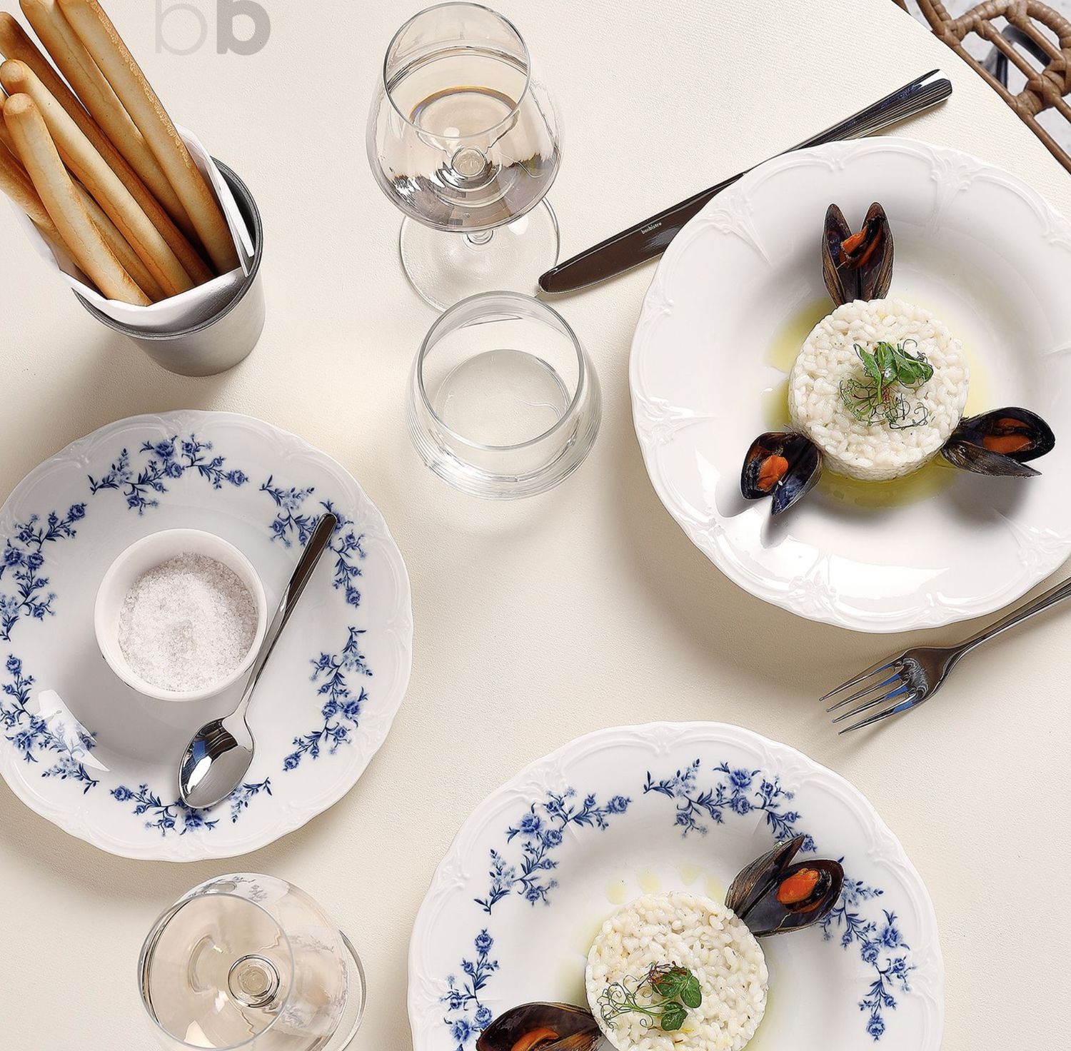 Bord 21CM Blauwe Bloem retro