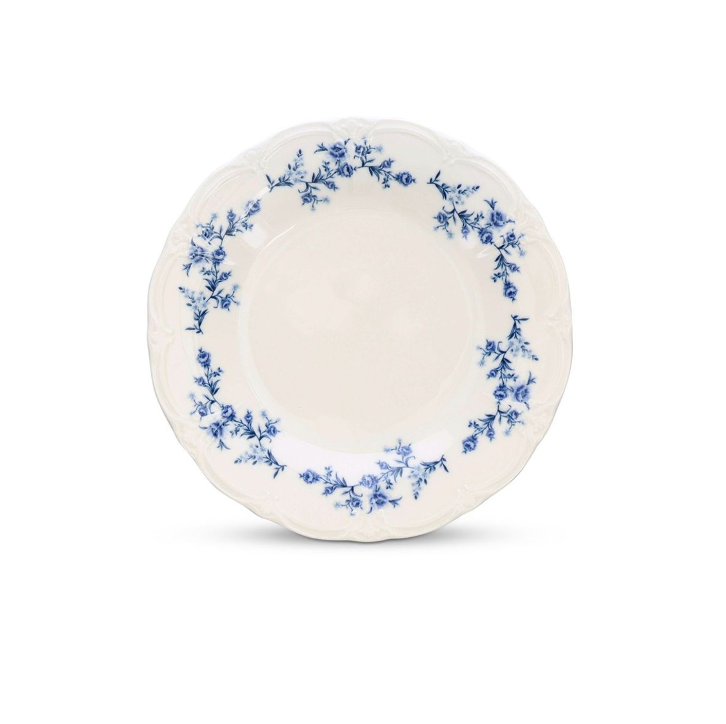 Bord 21CM Blauwe Bloem retro