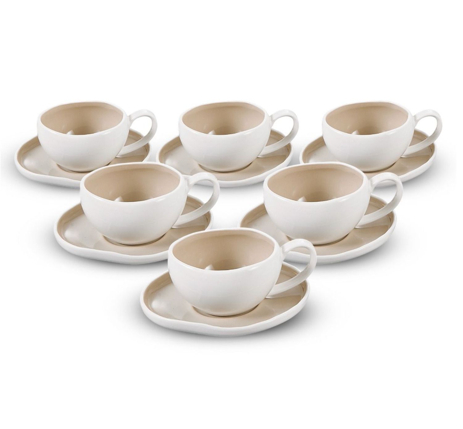 SARA Koffieset | Wit-Beige 12-Delig