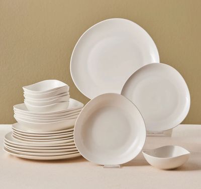 Karaca Streamline Rubicon 24-Piece Dinner Set for 6 People, White