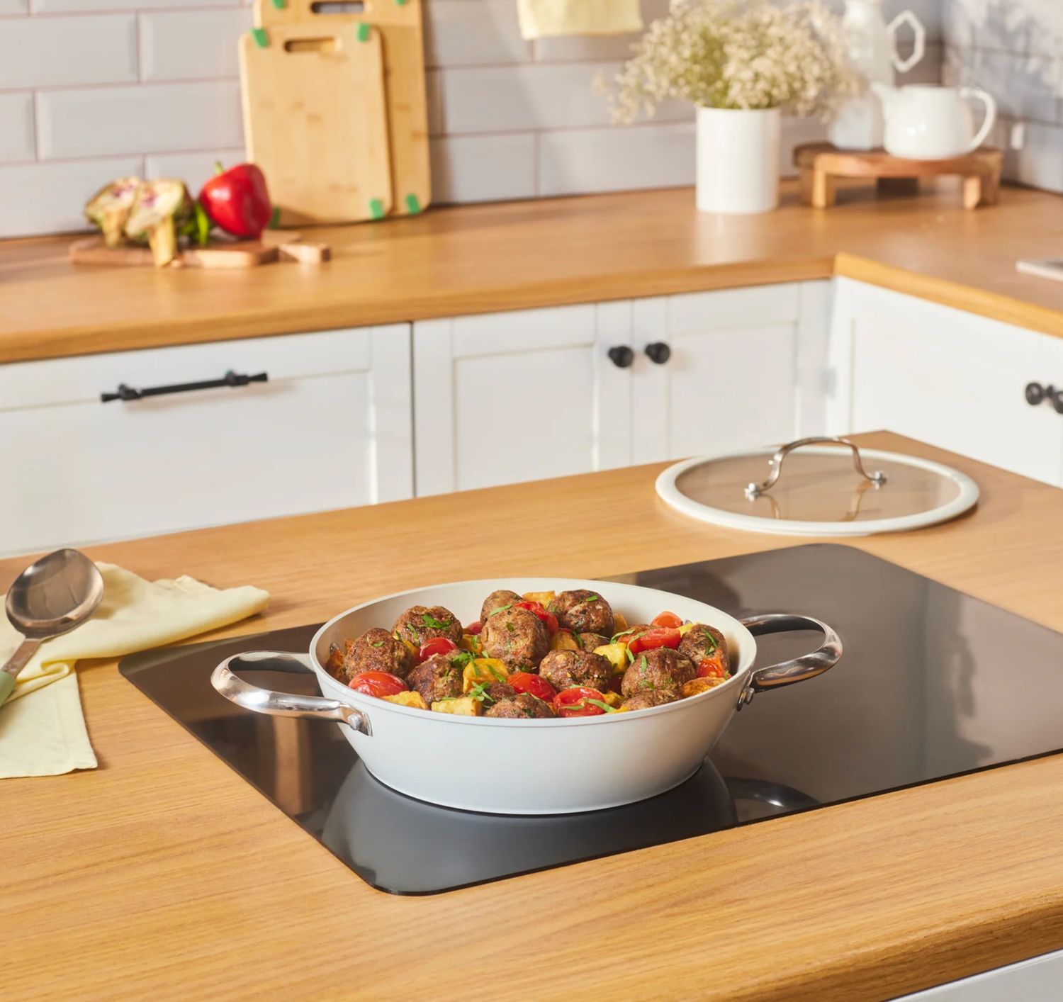 Karaca Swiss Crystal Almond Cream Sauteerpot 26 cm