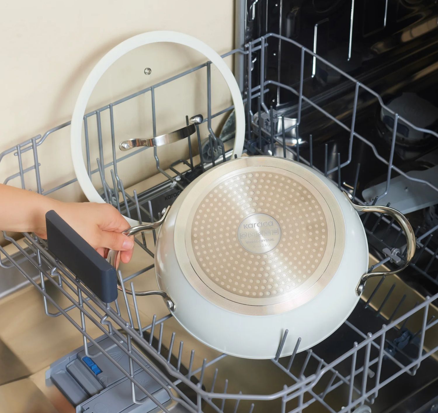 Karaca Swiss Crystal Almond Cream Sauteerpot 26 cm