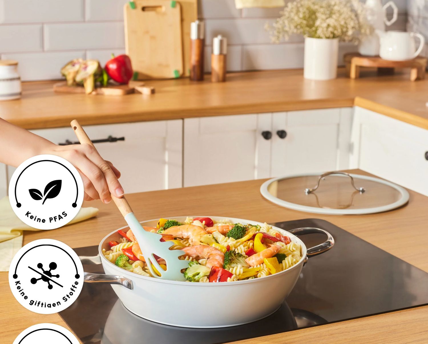 Karaca Swiss Crystal Almond Cream Sauteerpot 30 cm