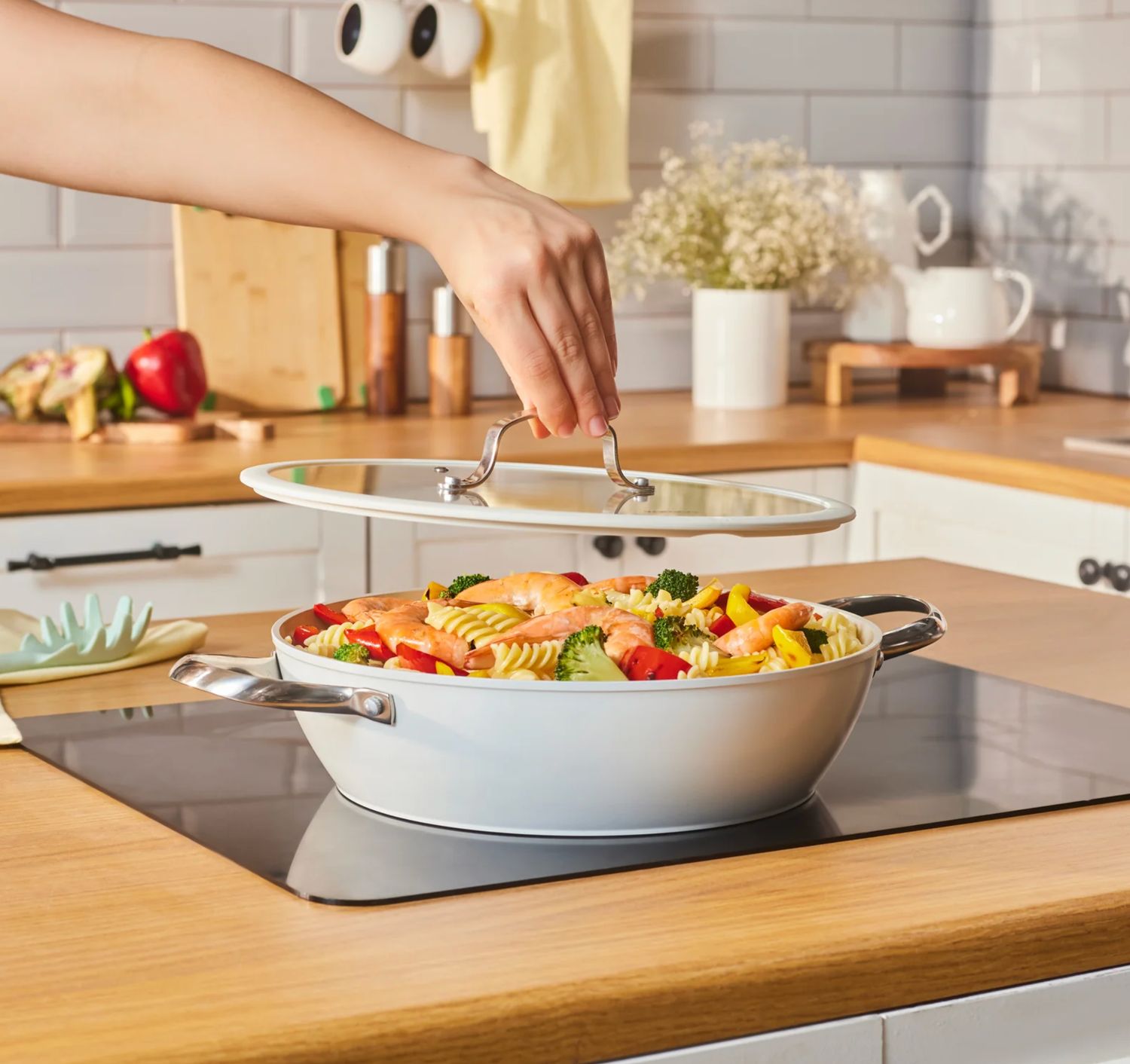 Karaca Swiss Crystal Almond Cream Sauteerpot 30 cm