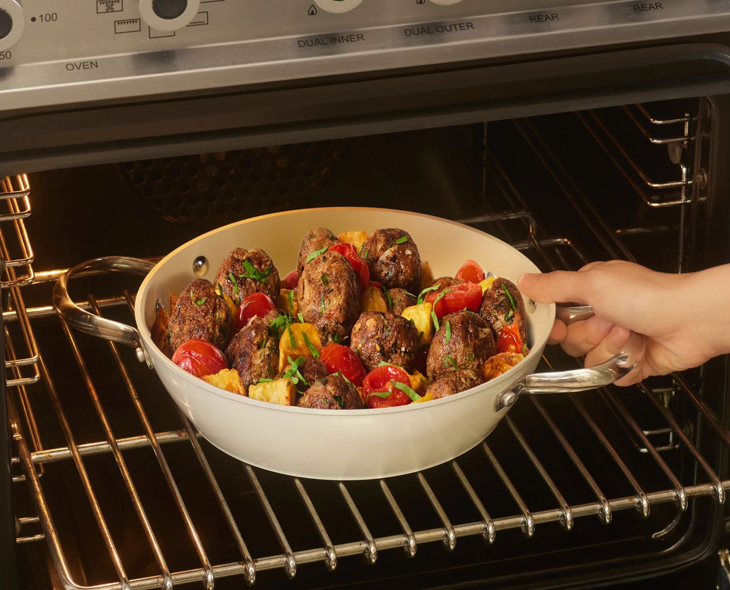 Karaca Swiss Crystal Almond Cream Sauteerpot 30 cm