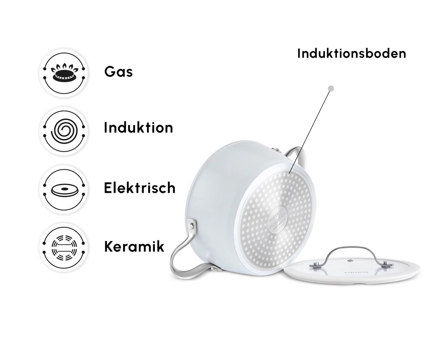 Karaca Swiss Crystal Almond Cream Kookpot met roestvrijstalen handvat, 24 cm
