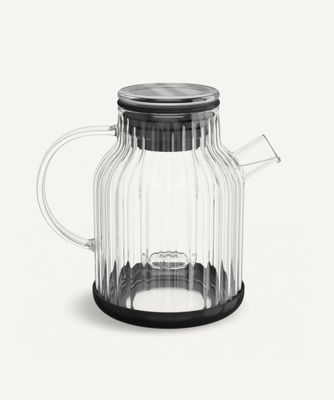 Stripe glazen theepot 1,5 l zwart