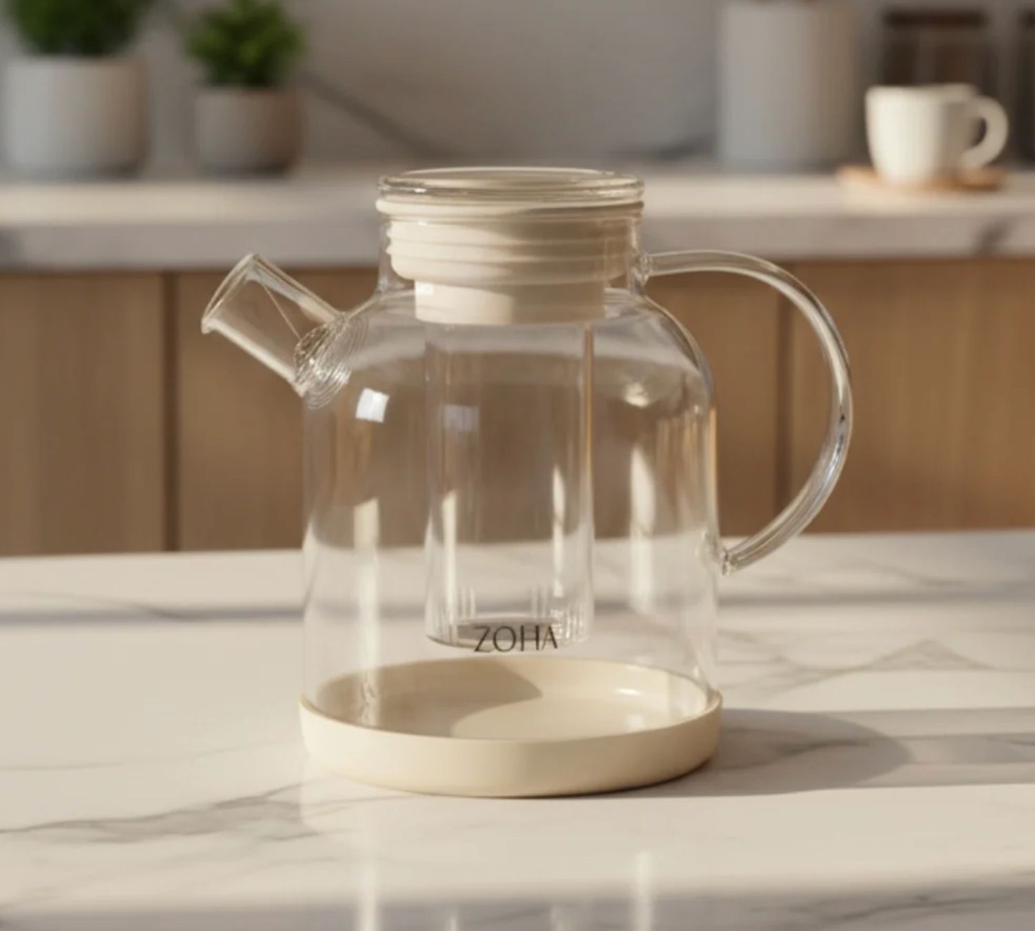 Cam çaydanlık 1,5 l bej