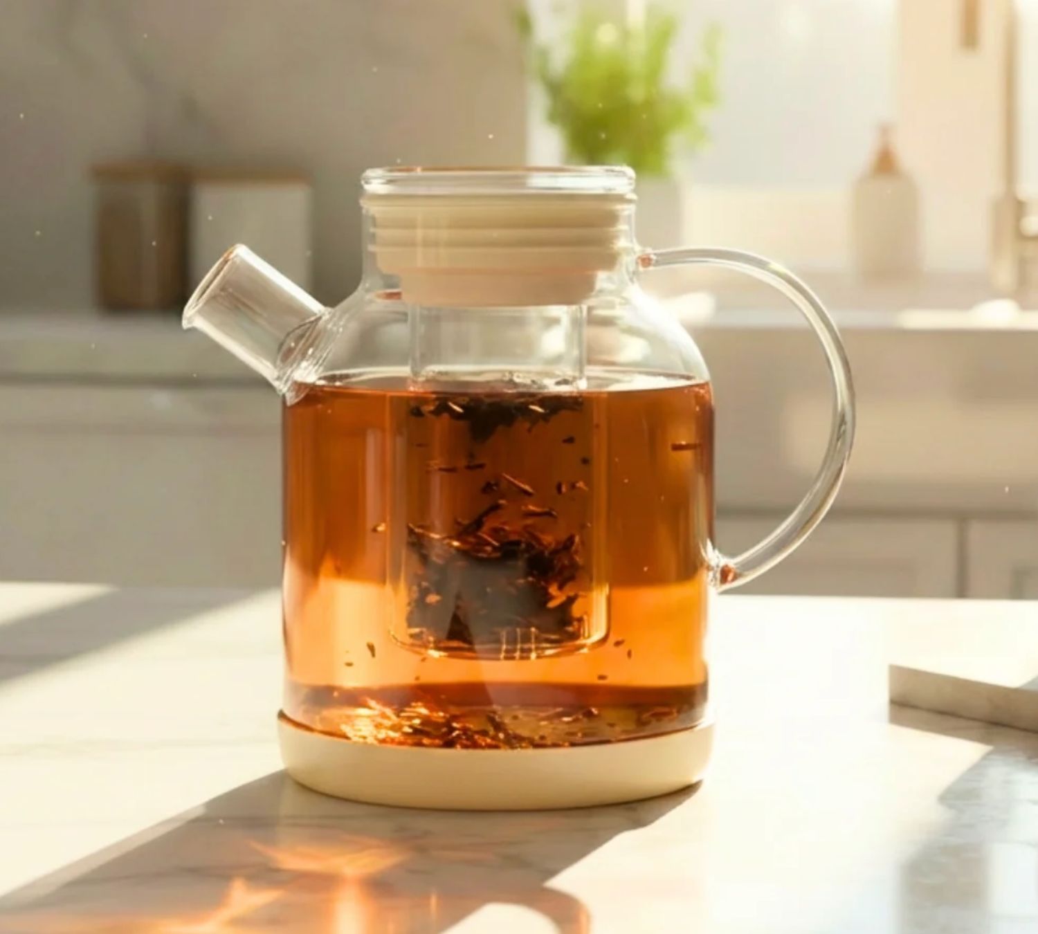 Cam çaydanlık 1,5 l bej