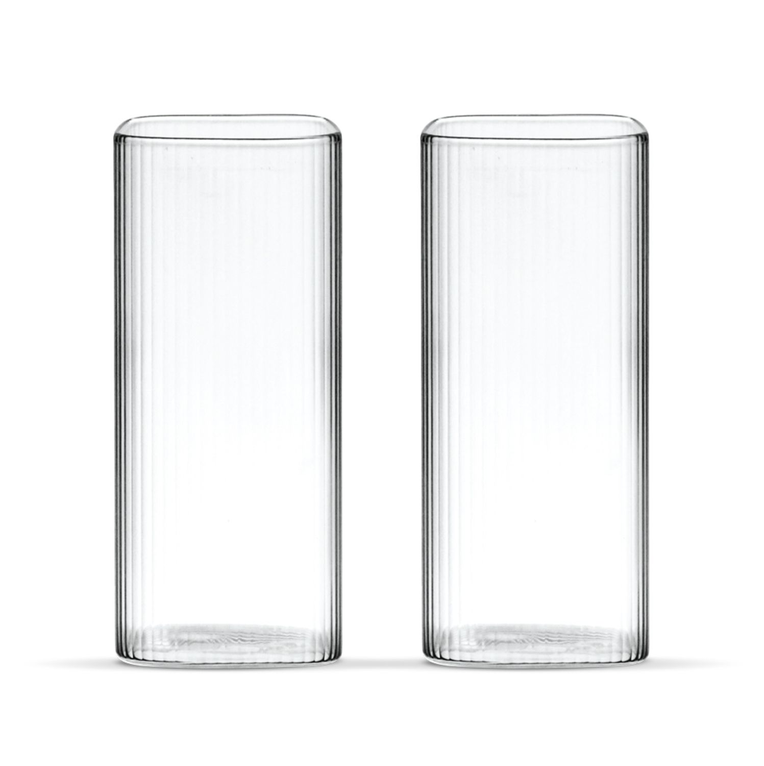 Square ripple rechthoekig glas | 2 stuks | 370 ml