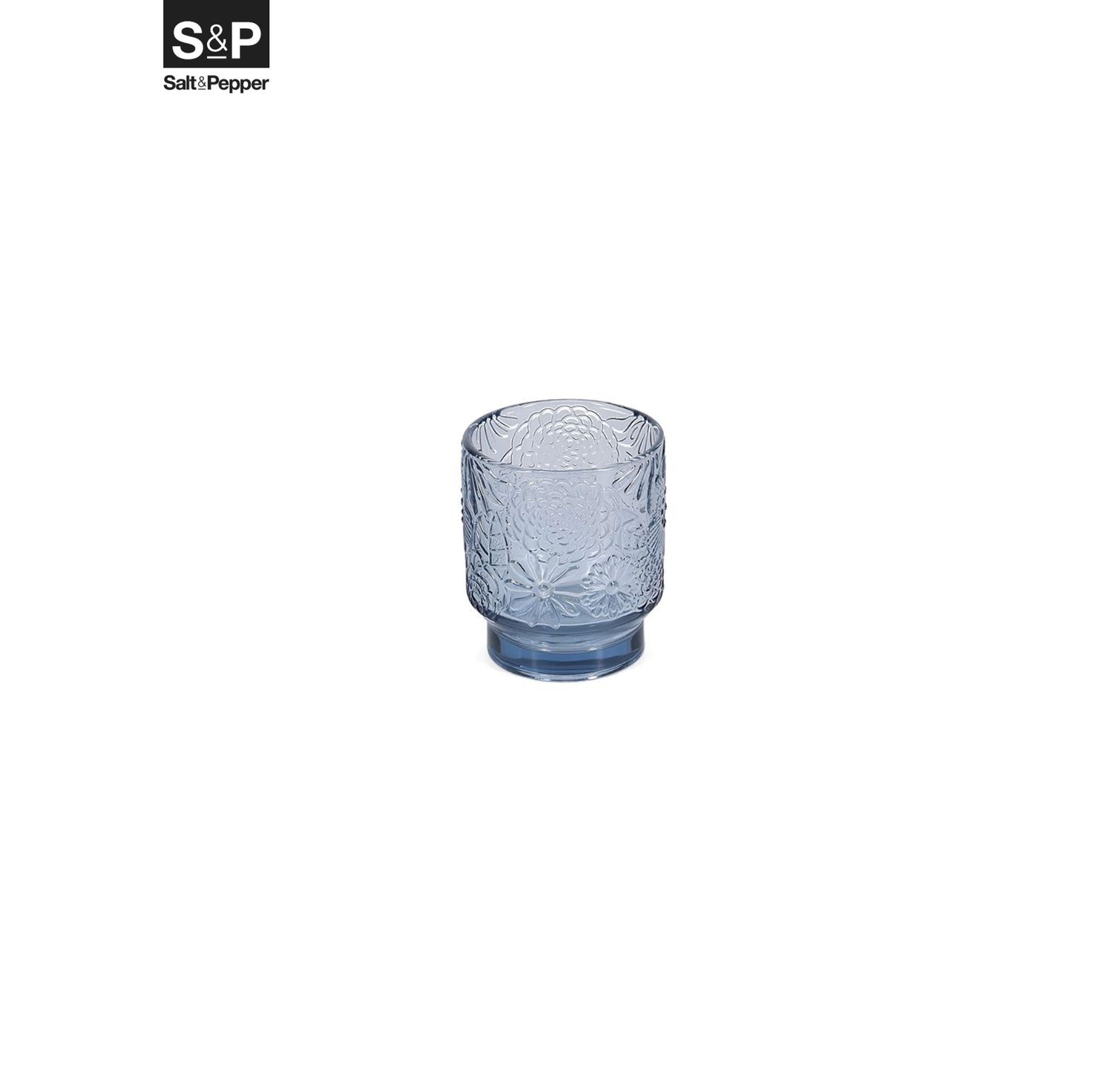 S&P Glas 30cl blauwgrijs Flora - set/4