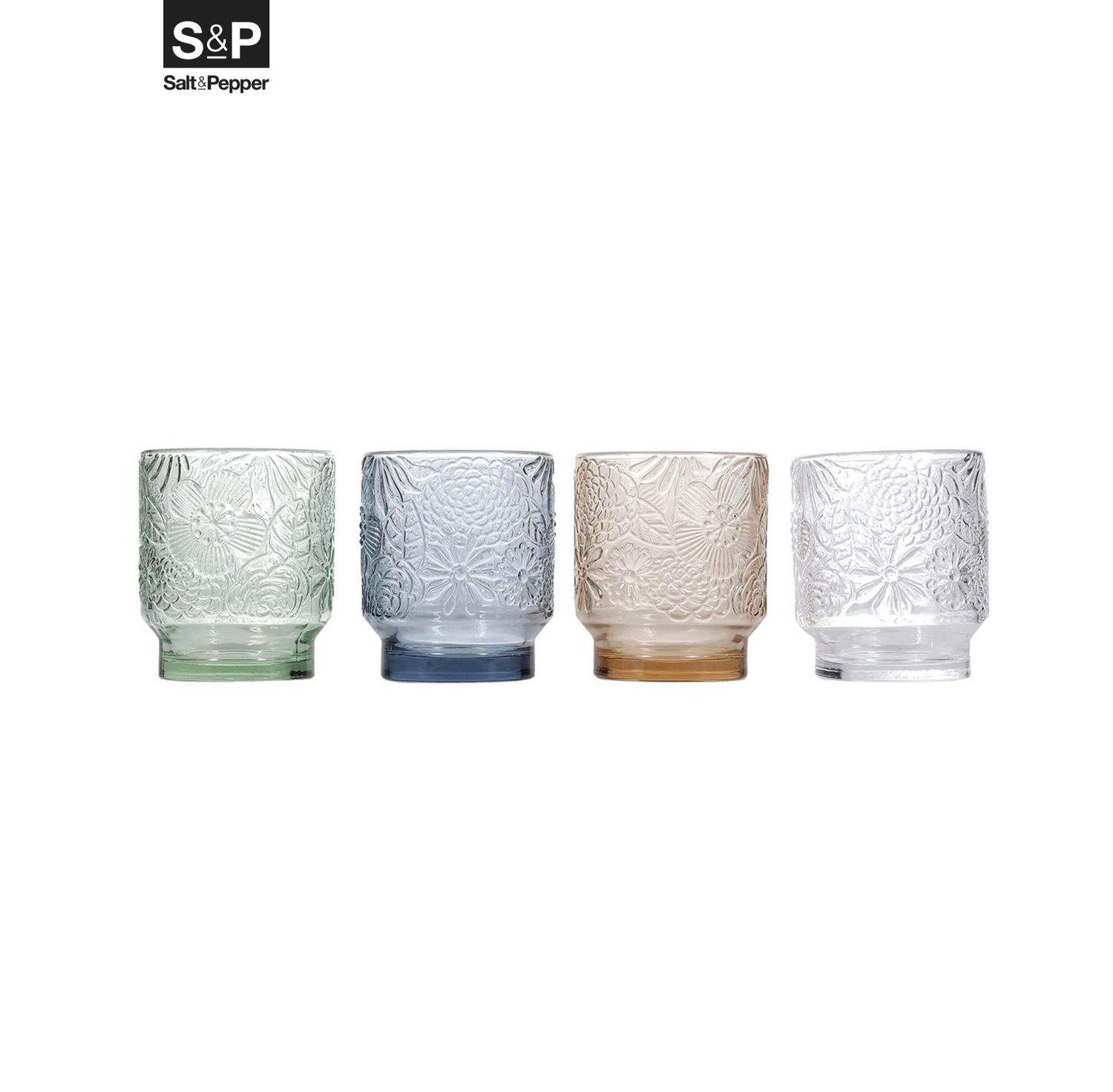 S&P Glas 30cl amber Flora - set/4