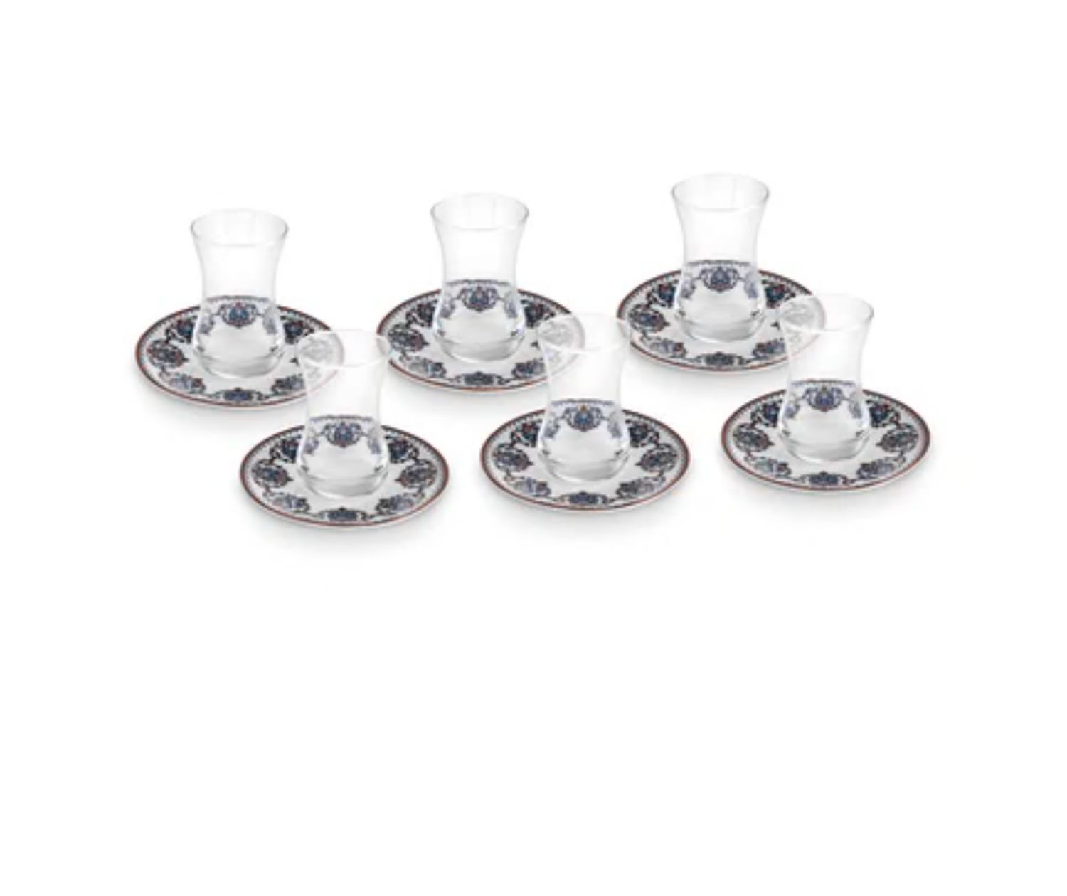 Karaca Nakkas 12-delige Turkse theeset voor 6 personen, 130 ml, rood Karaca Nakkas 12-delige Turkse theeset voor 6 personen, 130 ml, rood