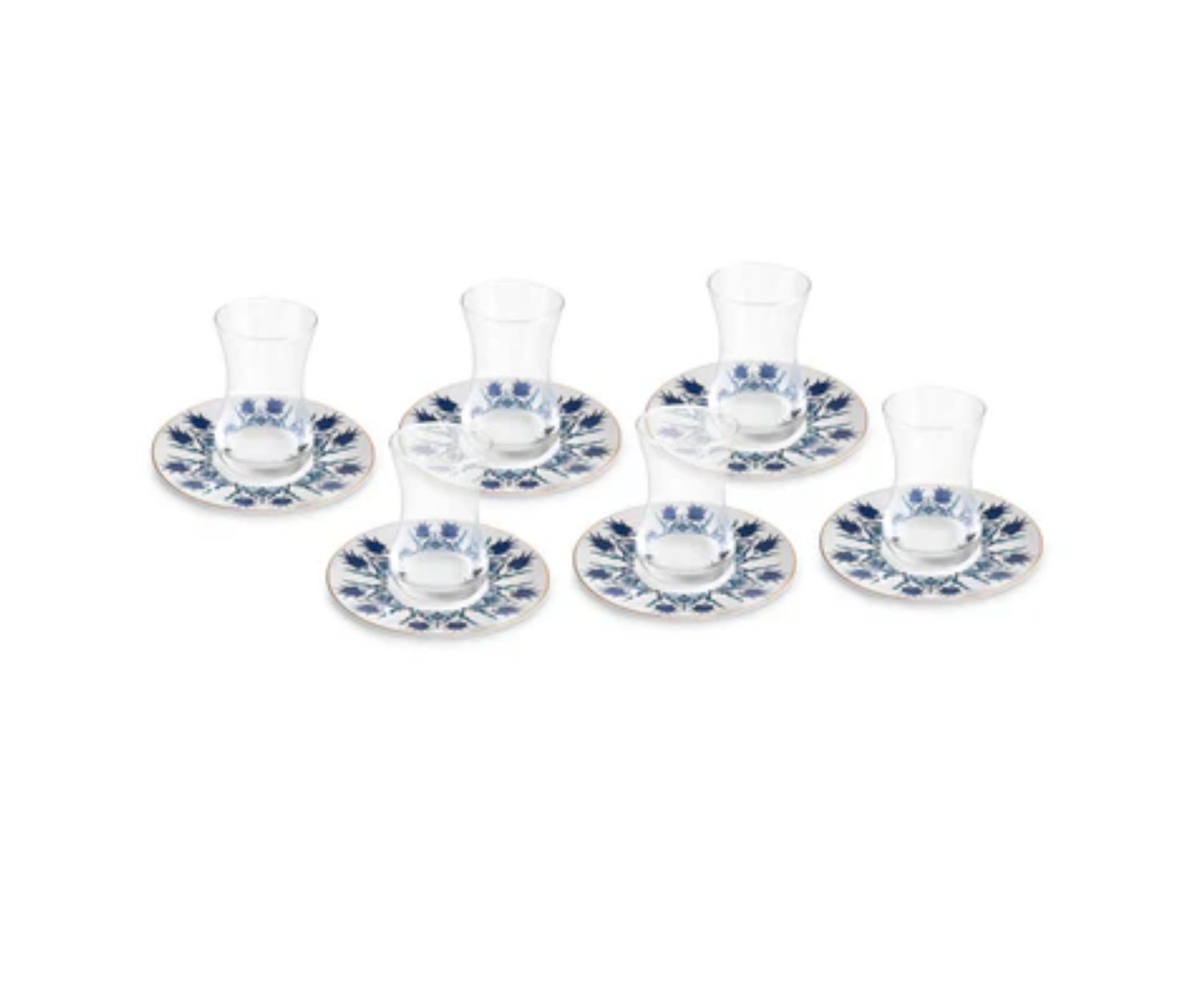 Karaca Iznik 12-delige Turkse theeset voor 6 personen, 130 ml, blauw