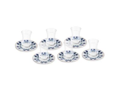 Karaca Iznik 12-Piece Turkish Tea Set for 6 People, 130ml, Blue Karaca Iznik 12-Piece Turkish Tea Set for 6 People, 130ml, Blue