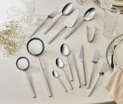 Karaca Halley 91-delige roestvrijstalen bestekset met serveerset voor 12 personen, zilver