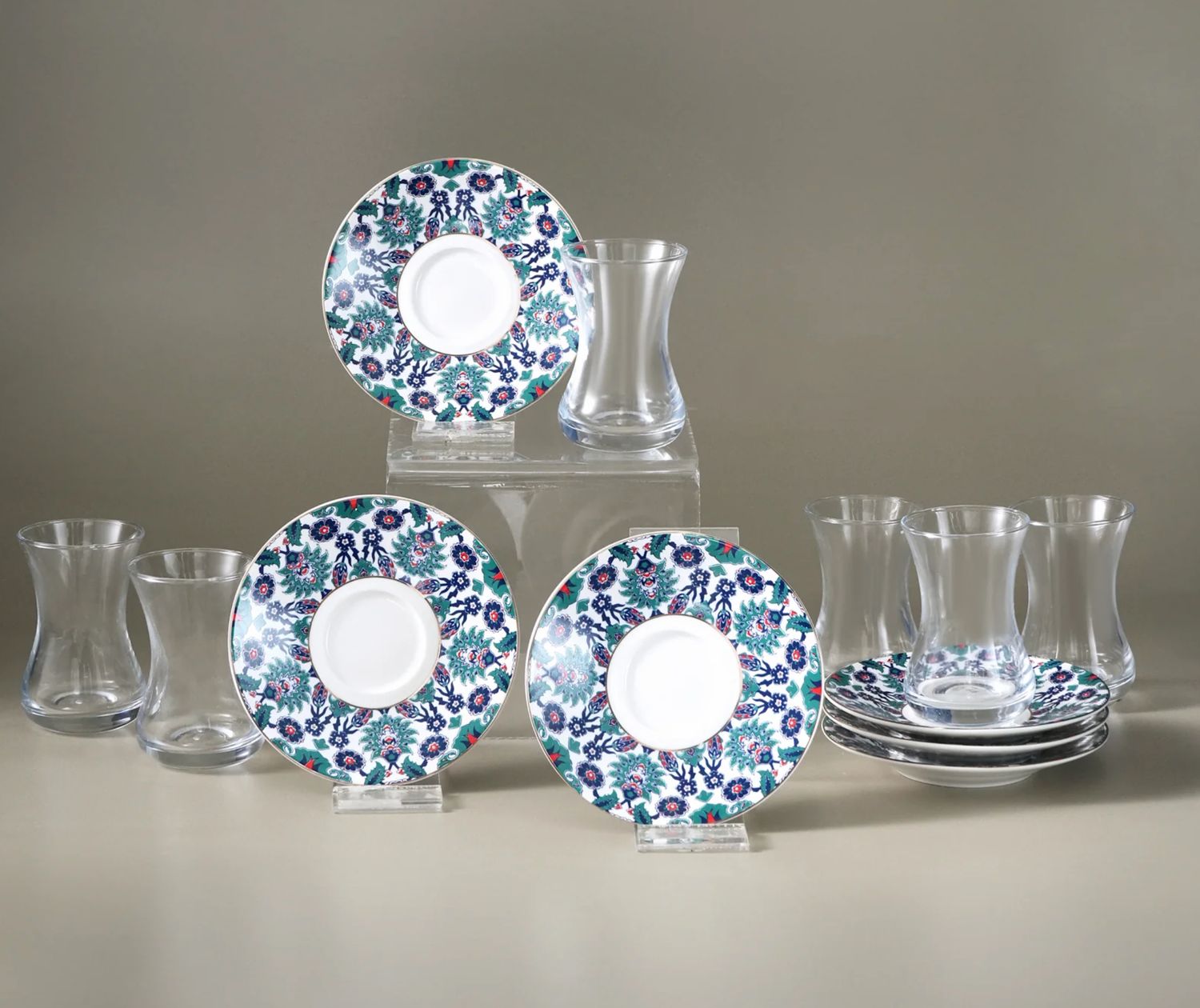 Karaca Edirne 12-delige Turkse theeset voor 6 personen, 130 ml, multi