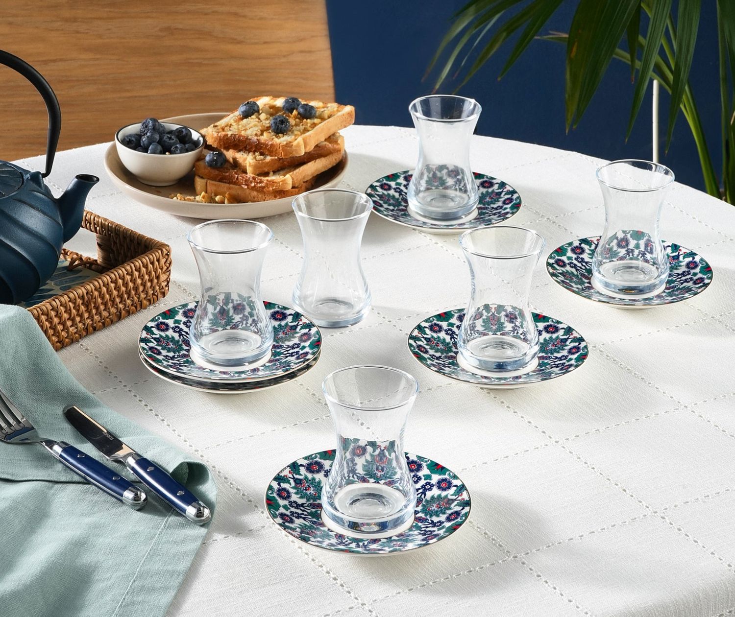 Karaca Edirne 12-delige Turkse theeset voor 6 personen, 130 ml, multi