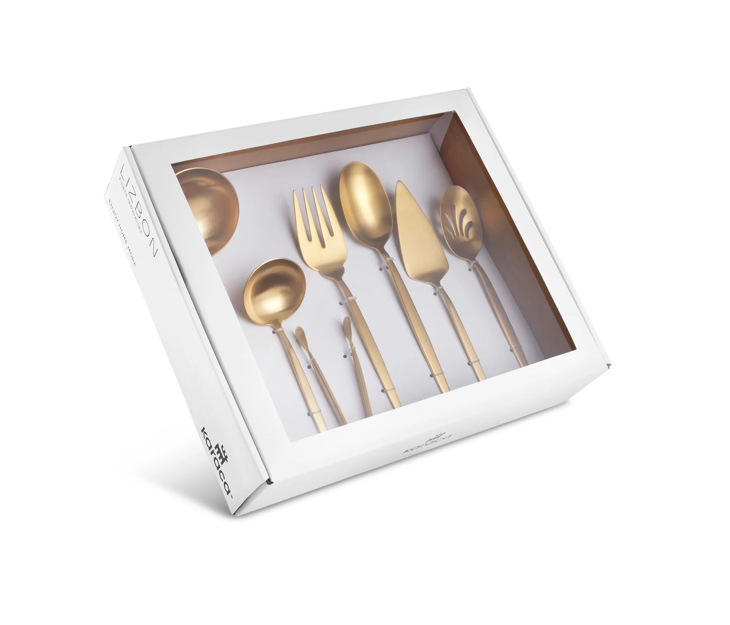 Karaca Lizbon 7-delige serveerset in doos, goud Karaca Lizbon 7-delige serveerset in doos, goud