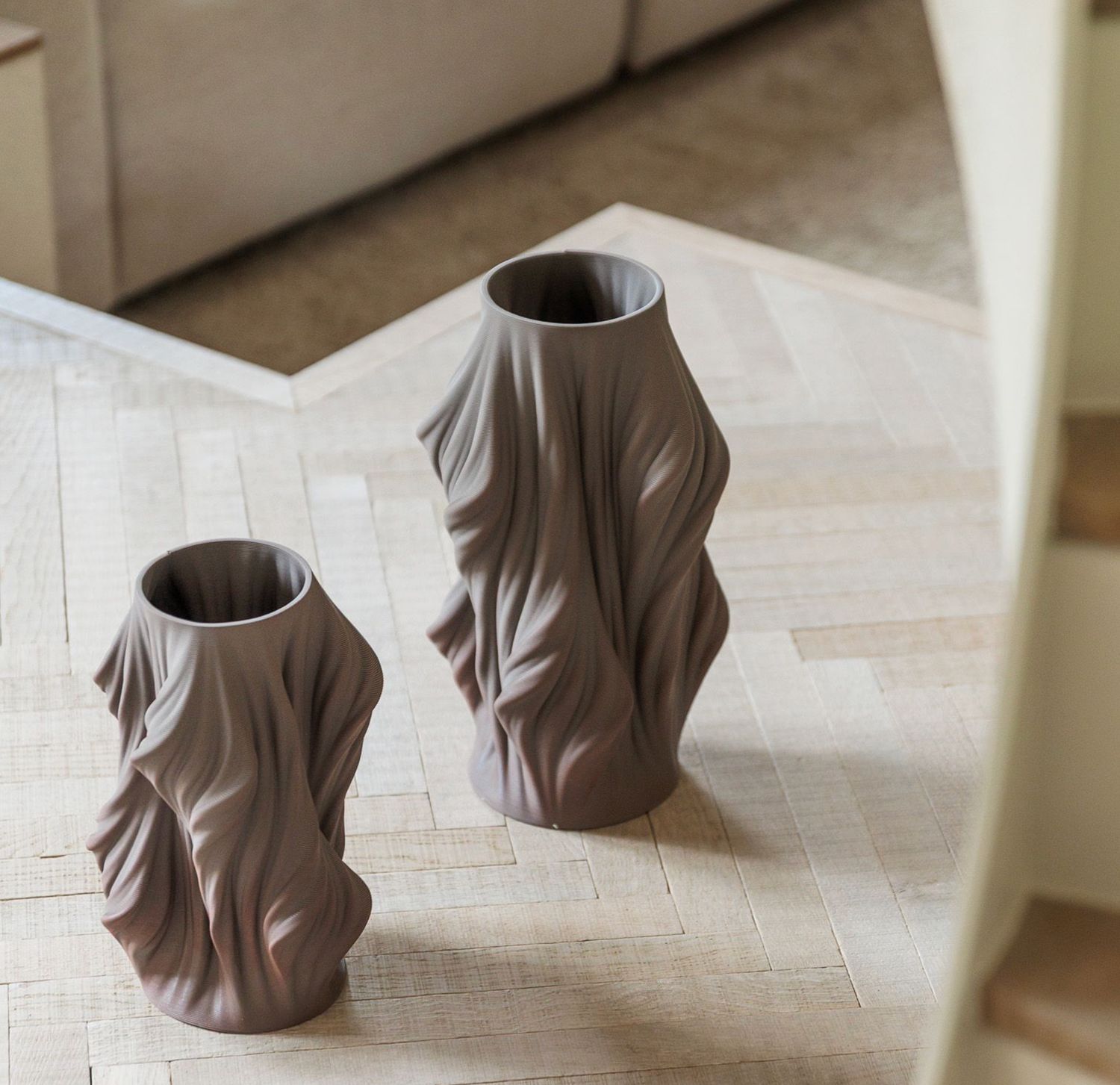 Vaas 20x20xH28,5cm satin brown Vea