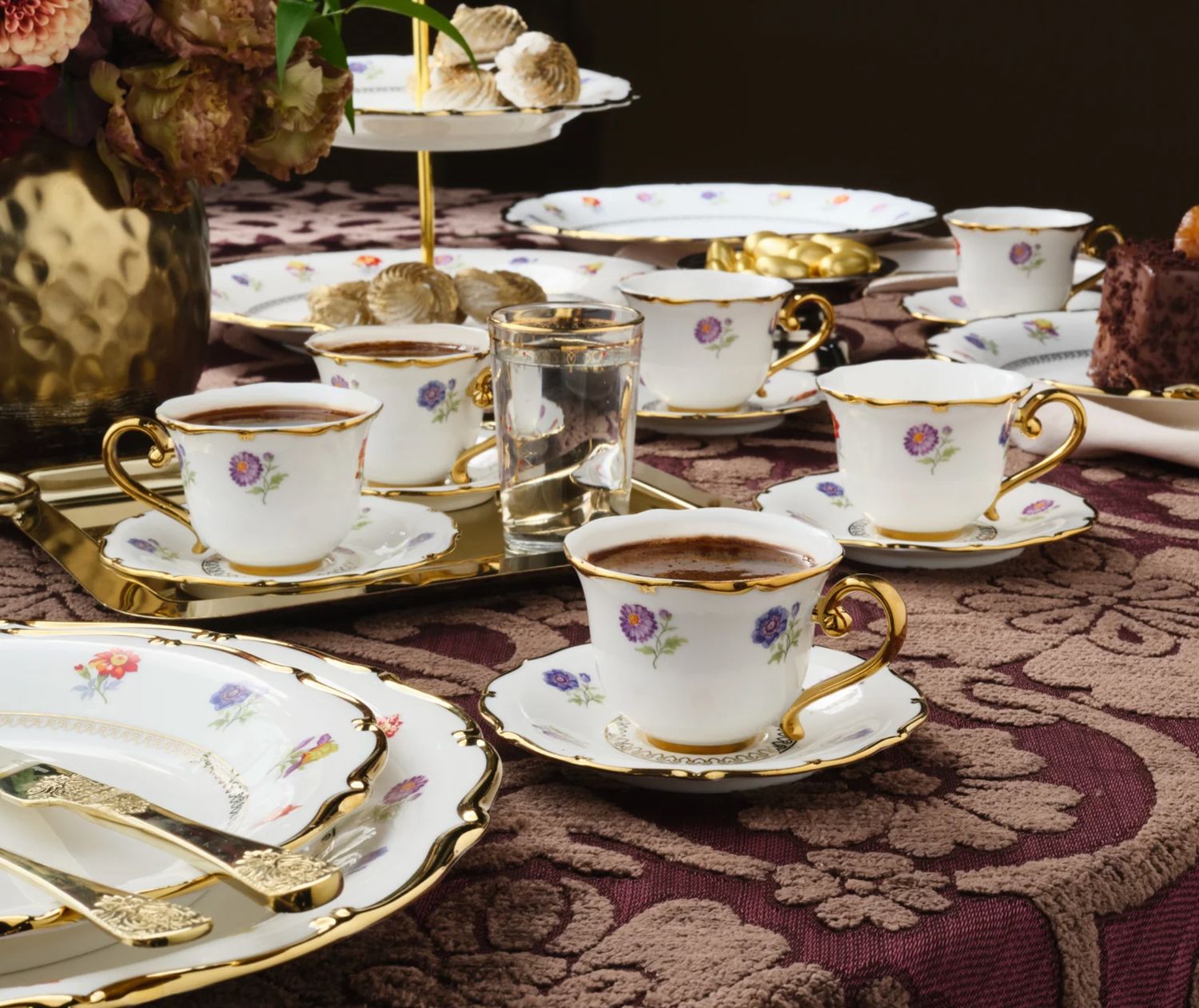 Karaca Royal Bone Diana koffieservies voor 6 personen, 90 ml