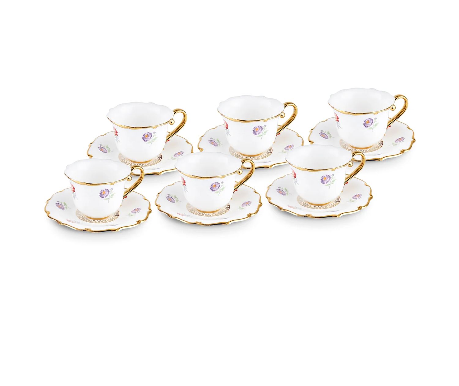 Karaca Royal Bone Diana koffieservies voor 6 personen, 90 ml