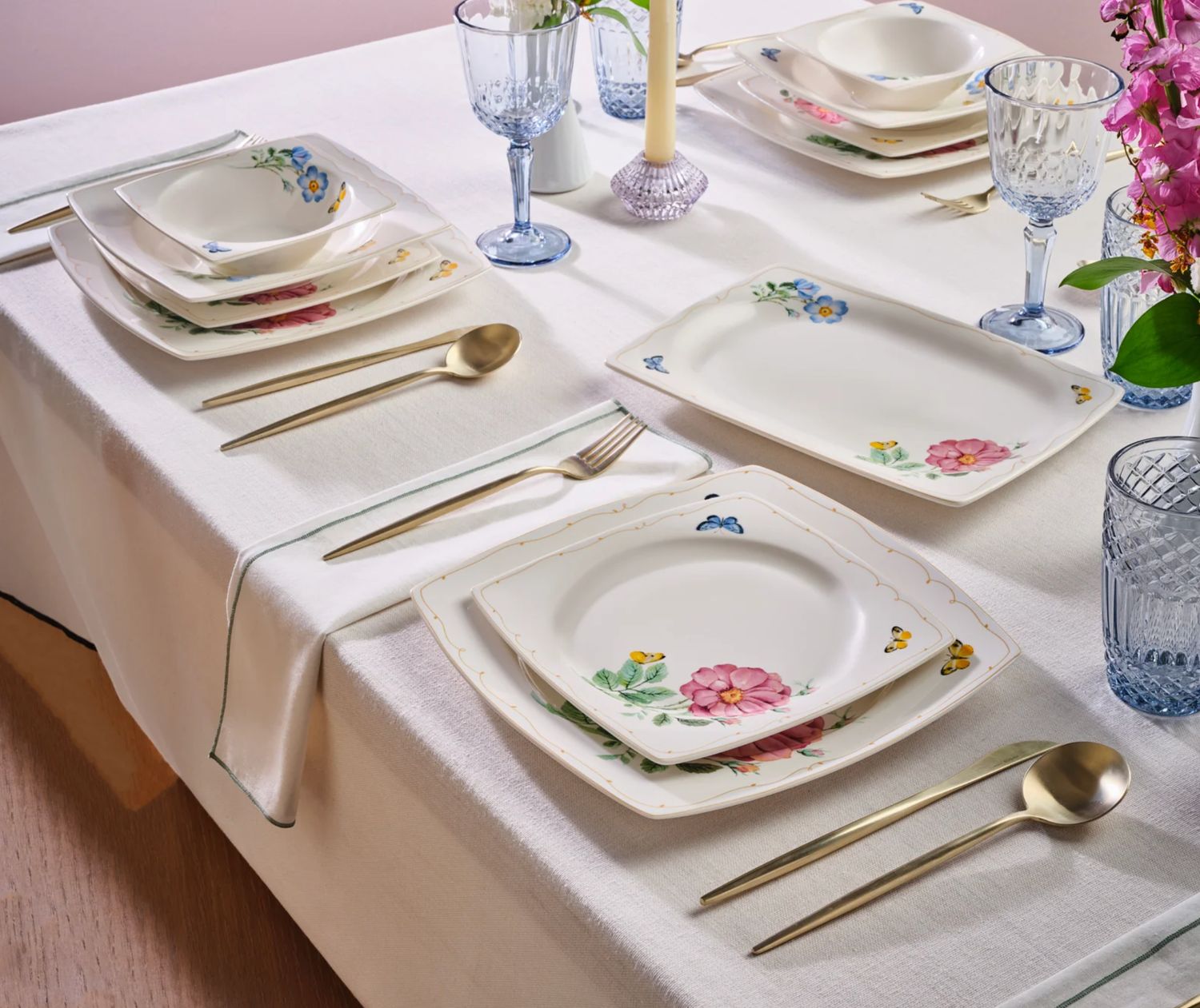 Karaca Square Bone Velora 53-delige Dinnerset voor 12 personen