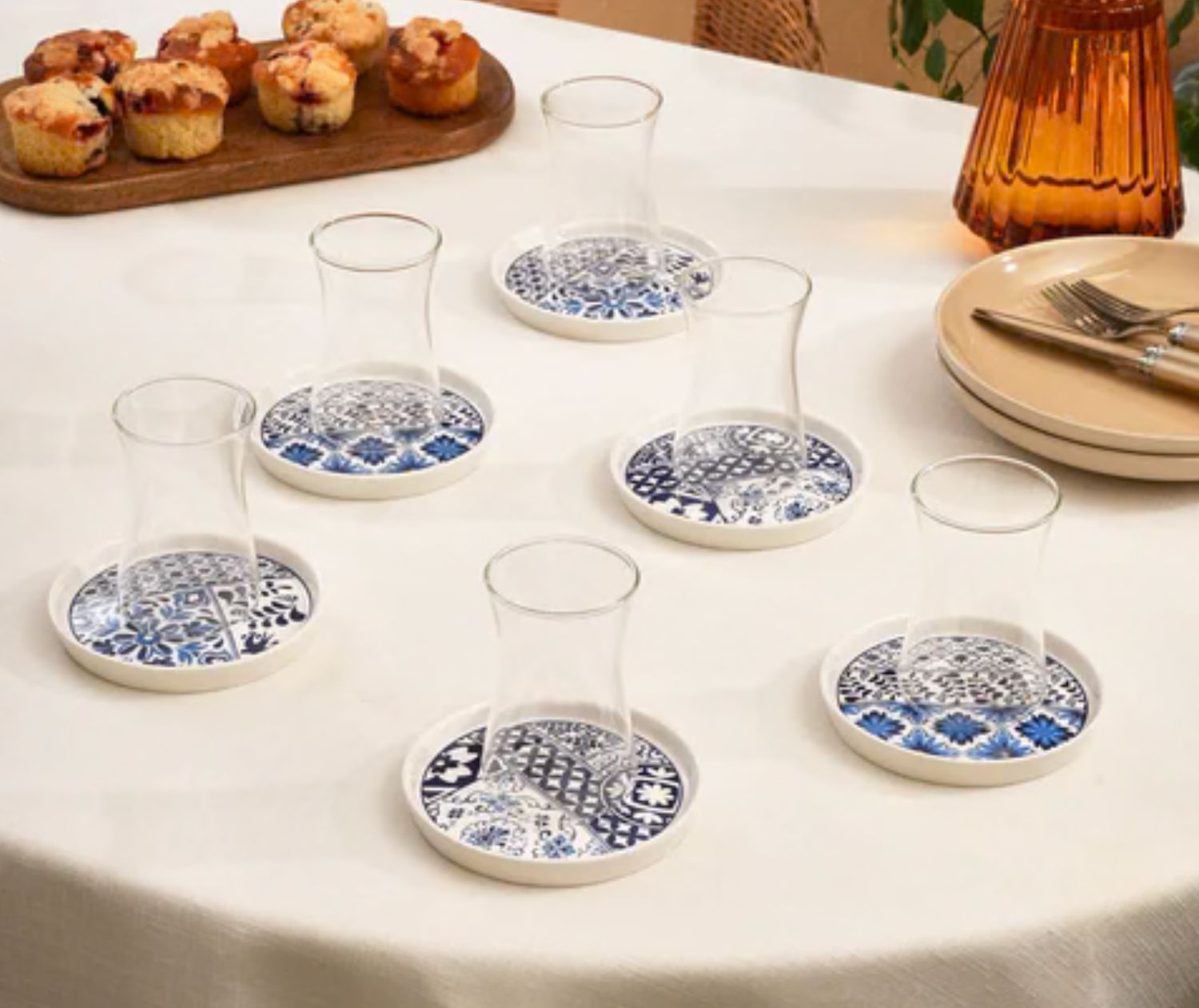 Karaca Portela 12-delige Turkse Theeset voor 6 Personen, 170 ml, Meerkleurig