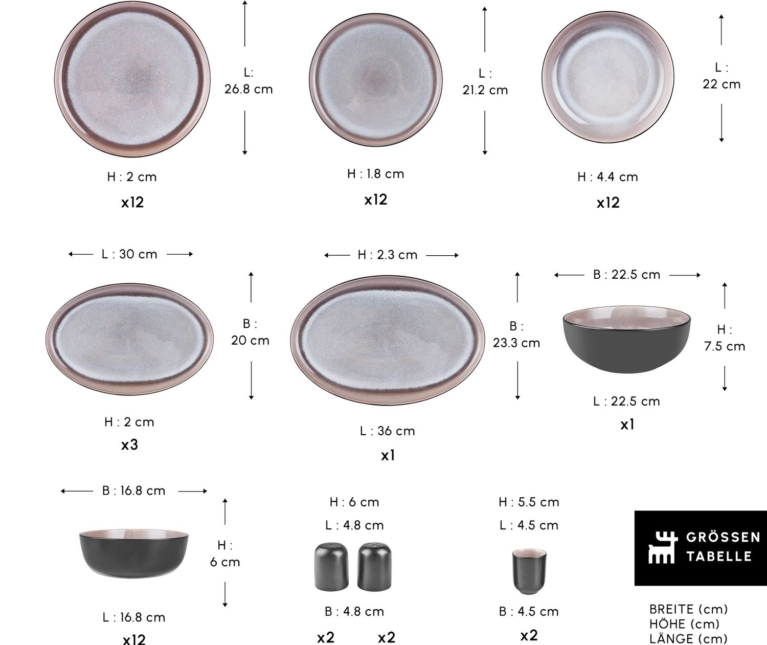 Karaca Earth Collection Mercure 59-Delige 12-Persoons Serviesset