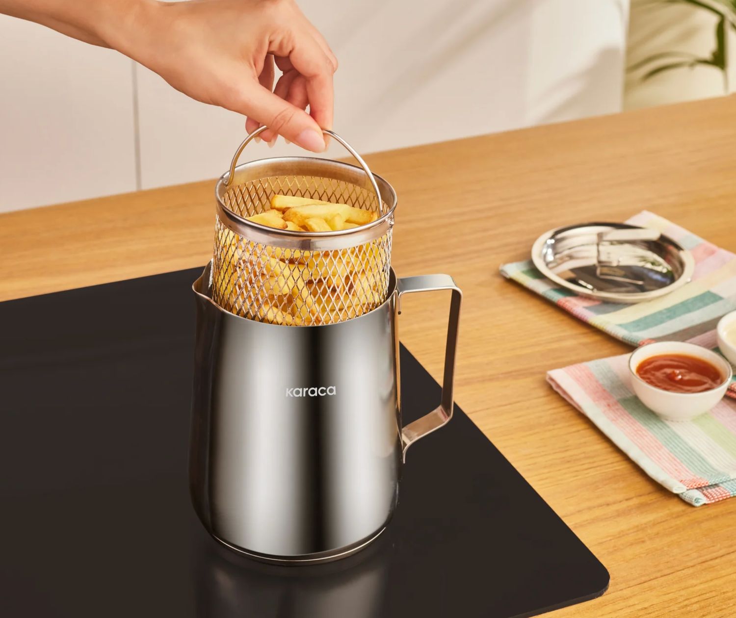 Karaca Minifry roestvrijstalen friteuse, 2 l, zilver