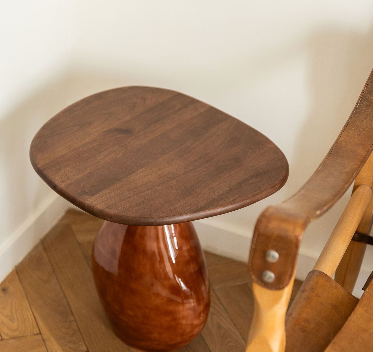 S&P Bijzettafel 41x36xH40cm met houten blad red clay Mio