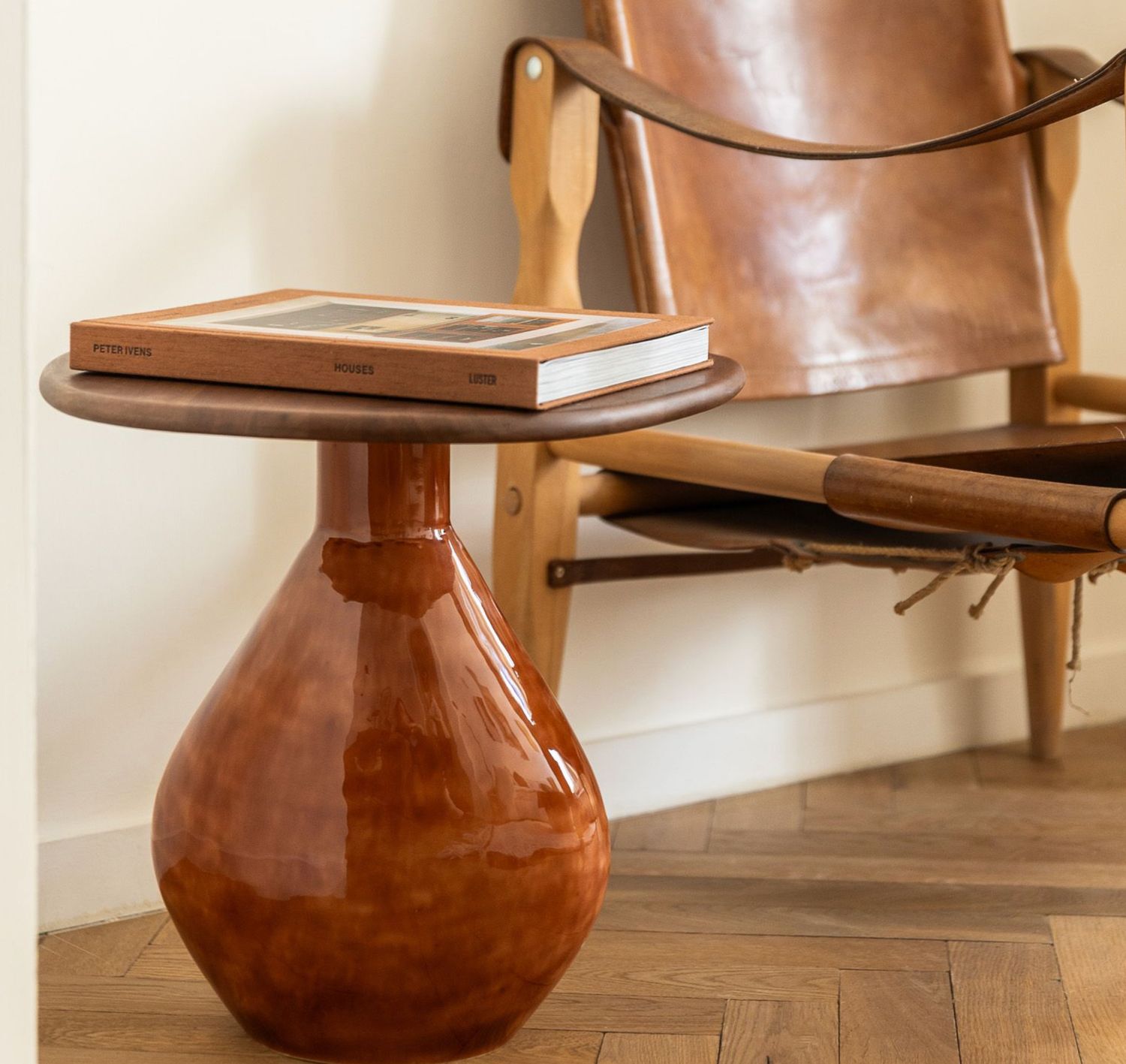 S&P Bijzettafel 41x36xH40cm met houten blad red clay Mio
