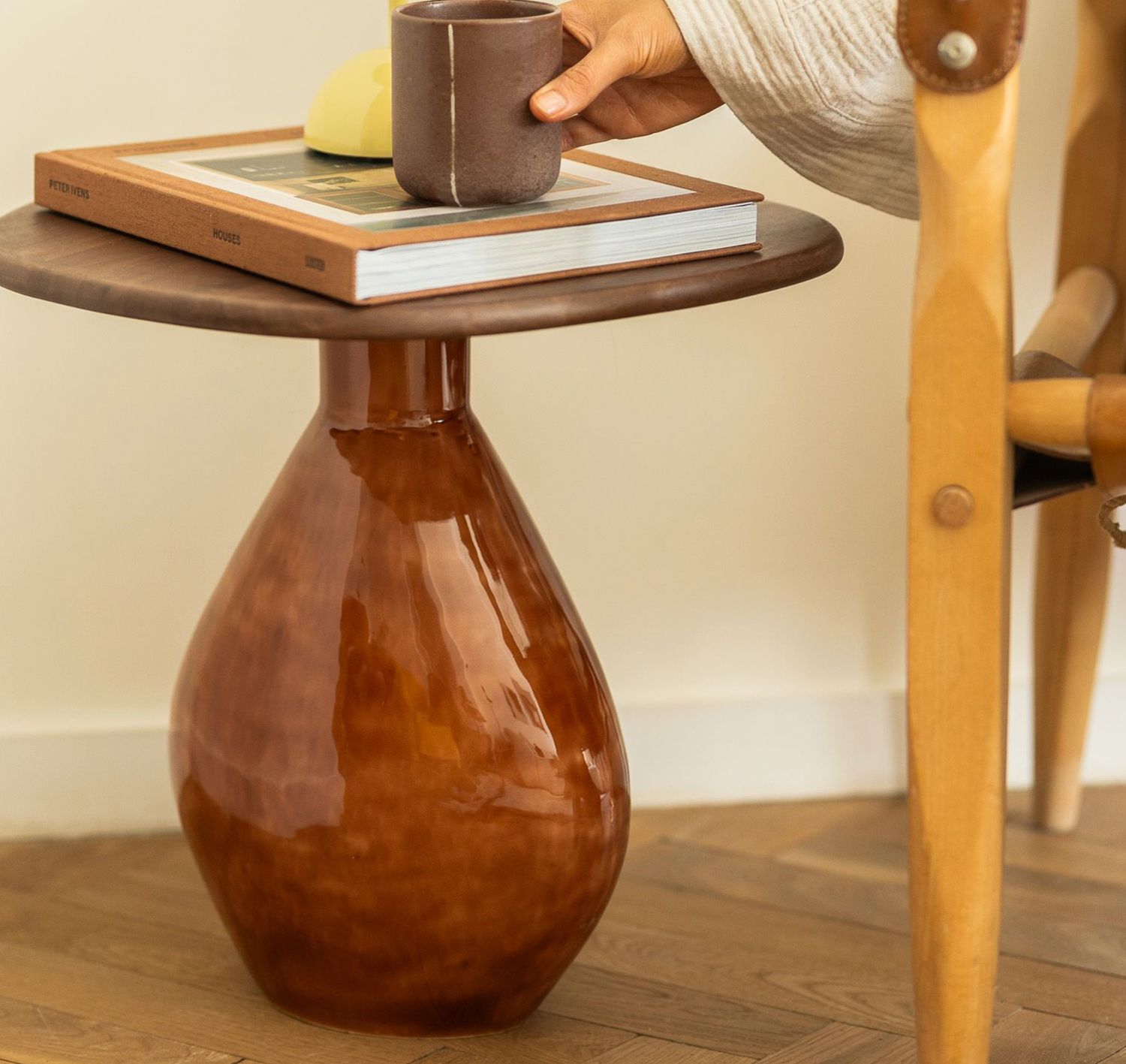 S&P Bijzettafel 41x36xH40cm met houten blad red clay Mio
