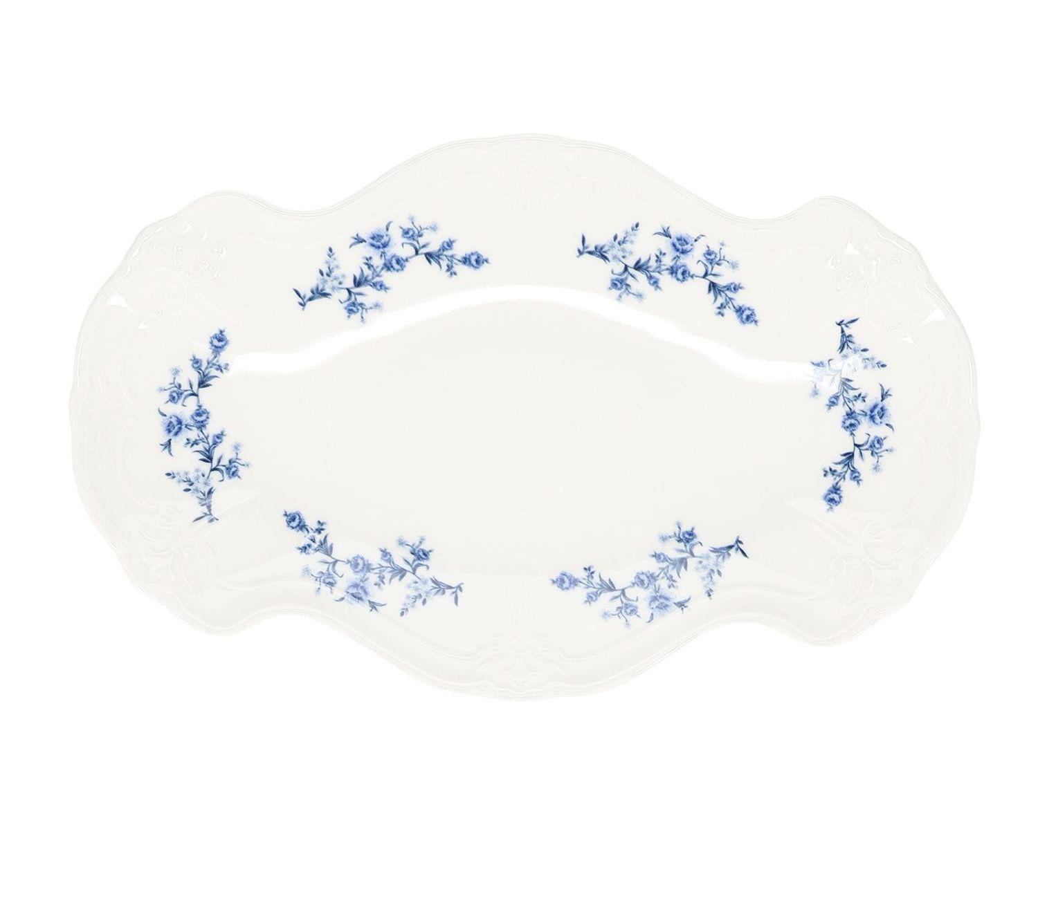 Serveerschaal 39X25CM Blue Flower Retro