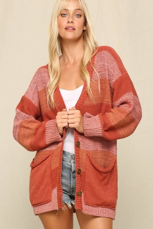 Claire Blush Stripe Cardi