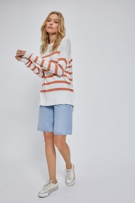 Kayla Striped Persimmon Stripe Sweater